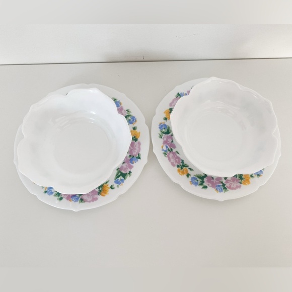 Vintage Arcopal Spain Vintage Floral Bowl & Plate Set – Set of 2 - Picture 4 of 6